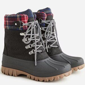 NEW J.Crew Perfect Winter boots red plaid 8